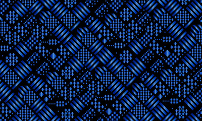 Ikat ethnic pattern background. dark blue metallic abstract background. diagonal aztec background.