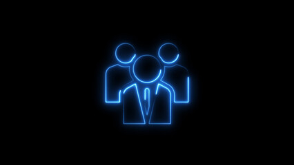 Illuminated blue outline of a business team representing collaboration and professionalism