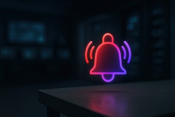 Bright glowing bell icon representing alerts, reminders, system notifications, and event triggers in digital interfaces
