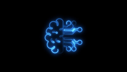 Digital brain concept illustrating artificial intelligence and technological advancement on black background