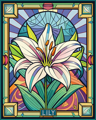 Lily, Stained Glass Style,