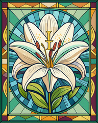 Lily, Stained Glass Style,