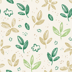 Hand-drawn Seamless Leaf Pattern in Monochrome Style