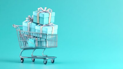 The shopping cart filled with beautifully wrapped presents for every occasion