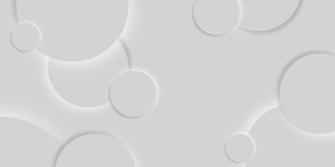 Abstract grey geometric overlapping circle background Neomorphs style. Presentation slide template. Vector circles design Object web Round shape clean modern poster, banner background Vector	