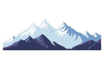 Mountain Landscape Vector – Snowy Peaks and Nature Terrain for Hiking, Camping, and Adventure Design