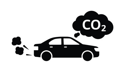 Car emitting carbon dioxide gas icon