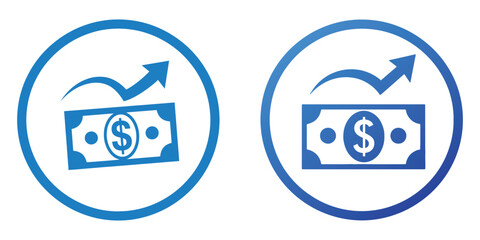 Refund Dollar Icon – Blue Vector Cash Back and Money Transfer Symbol for Financial Transactions