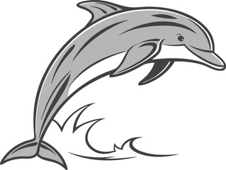 Obraz premium jumping dolphin isolated silhouette on transparent background