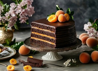 Delicious Chocolate Apricot Cake