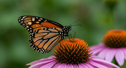 Obraz premium Butterfly Landing on Flower close up