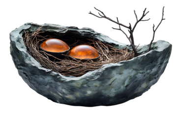 Studio shot of an empty bird nest isolated on white background