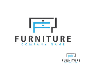 Fototapeta premium furniture logo creative design concept line art letter F