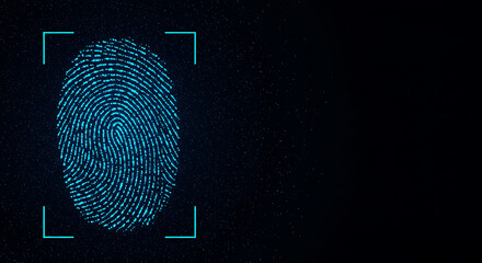 Fingerprint Tech Recognition in Dark - Blue Background