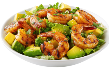 Grilled shrimp salad with avocado