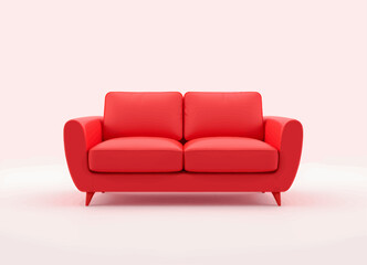 Bright Red Sofa on Minimalist White Background