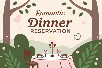 Romantic dinner reservation in a garden setting