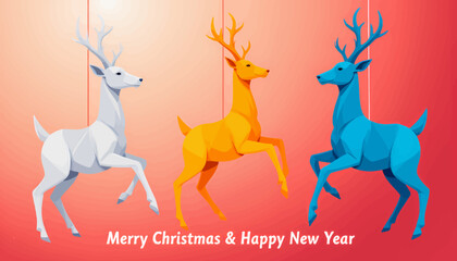 Colorful Reindeer Holiday Greeting Card