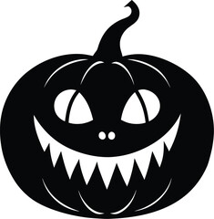 Cute Smiling Pumpkin Halloween Vector Silhouette