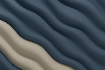Flowing blue and beige wave pattern in 3D style for use in backdrops, presentations, and elegant packaging