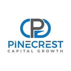 The **Pinecrest Capital logo** features a sophisticated and professional design with elegant typography and a nature-inspired pine element, symbolizing stability, growth, and trust for a financial bra