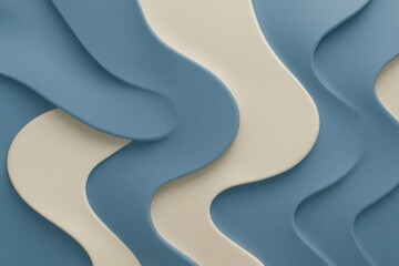 Cutout curved wave shapes in blue and cream tones forming a modern layered abstract texture for digital surfaces
