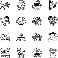 WebCollection of Doodle Style Space Alien Icons 
