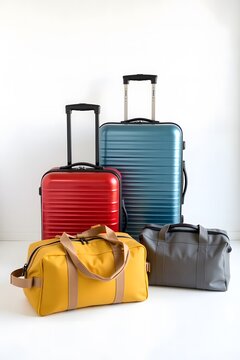Modern Travel Essentials: Colorful Luggage and Duffle Bags