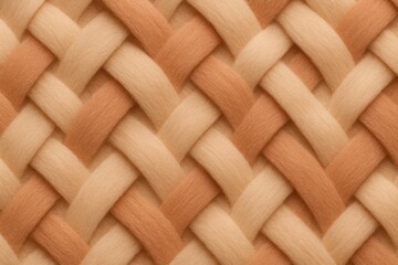 Interlaced wool strands in light brown forming a seamless braided surface for textile patterns and warm visual designs