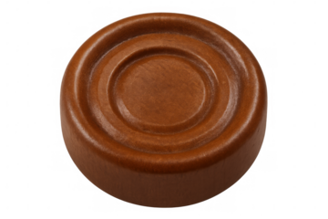 Polished wooden draughts piece isolated on transparent background, perfect for game or design projects