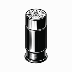 Black and White Illustration of a Shotgun Shell Ammunition