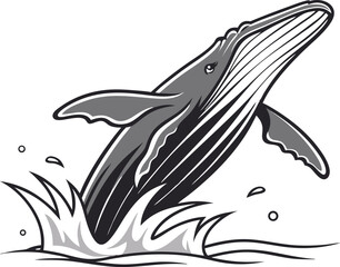 Fototapeta premium humpback whale jumping vector isolated transparent background