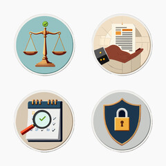 A set of four icons, each with a different concept, mood, or idea