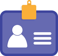 Purple ID Badge Icon – Flat Profile Identification Card Vector