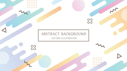 テキストスペースのあるパステルカラーで構成された幾何学模様の抽象的な背景素材。16:9サイズのベクターイラスト