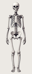Human Skeleton Illustration: Frontal View with Detailed Bones
