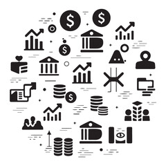 Minimal finance and banking vector icons pack
