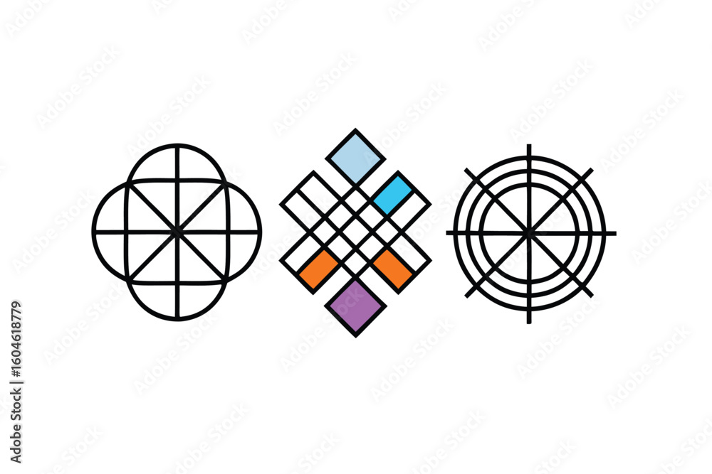 Aufkleber Abstract Logo Design Grid with Clean Layout in CMYK Colorspace