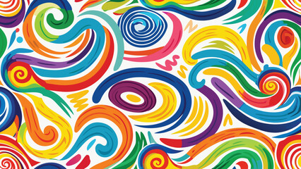 Collection colorful bold curved lines with loops isolated on white. Hand drawn bold grunge wavy and swirled brush strokes. Simple childish vector scribbles and squiggles.children, curve, paint, 