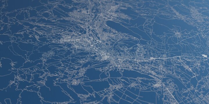 Tbilisi (Georgia) street map. The style of the map is blue paper