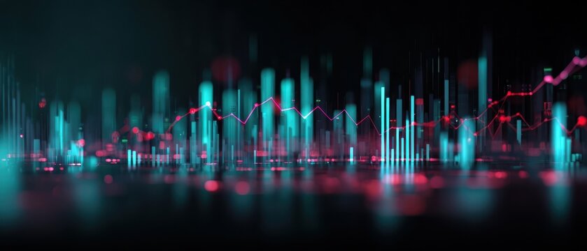 The digital representation of fluctuating market trends in vibrant colors.