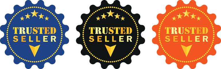 Trusted Seller Badge Icons – Verified Guarantee Label Set Vector