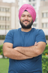 Vertical Photo of Confident Sikh Indian Man Smiling