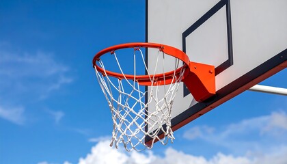 Basketball hoop against a clear sky
