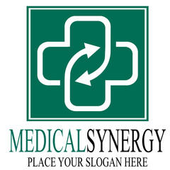 Medical synergy or connect vector logo template