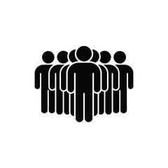 Crowd of People Icon Black Silhouette on White Background