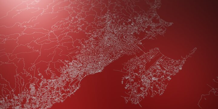 Cebu (Philippines) street map. The style of the map is red lights