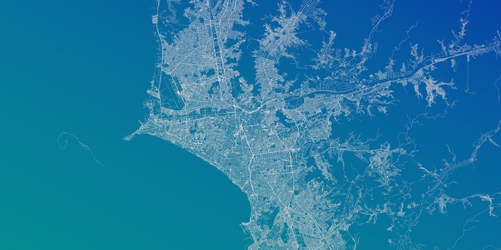 Lima (Peru) street map. The style of the map is blue gradient