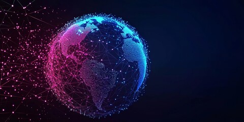 Obraz premium A web of lines encircling the globe, symbolizing data flow.