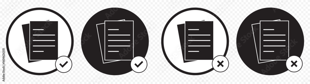 Poster set of doc file icons with x mark – document error symbols.